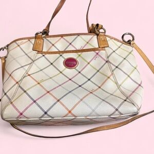 Coach Plaid Shoulder Bag with Tan Accents